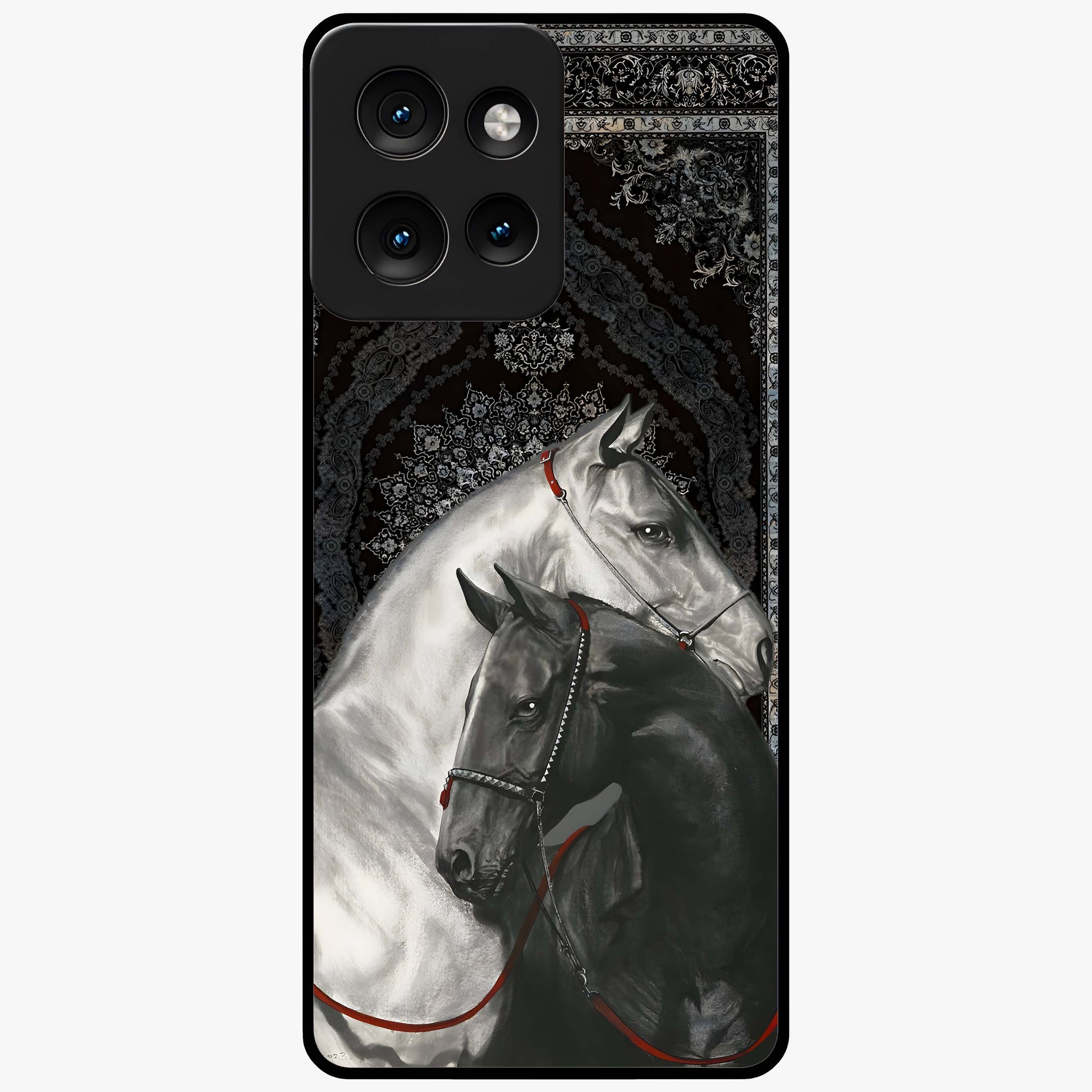 Majestic Ride Legacy Glass Case showing flat back view with powerful automotive inspired artwork and glossy glass finish.