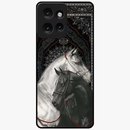 Majestic Ride Legacy Glass Case showing flat back view with powerful automotive inspired artwork and glossy glass finish.