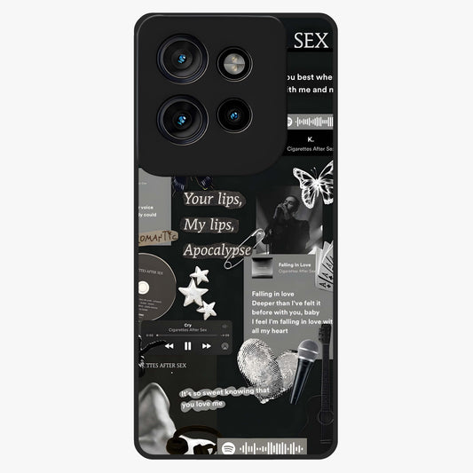 Midnight Love Echo Glass Case showing flat back view with romantic midnight themed artwork and glossy glass finish.