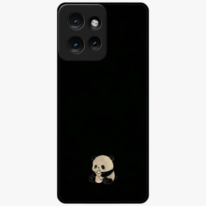 Midnight Panda Love Glass Case showing flat back view with cute panda themed artwork and glossy glass finish.