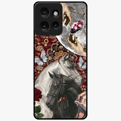 Moonlit Royal Stallion Glass Case showing flat back view with majestic horse under moonlight artwork and glossy glass finish.