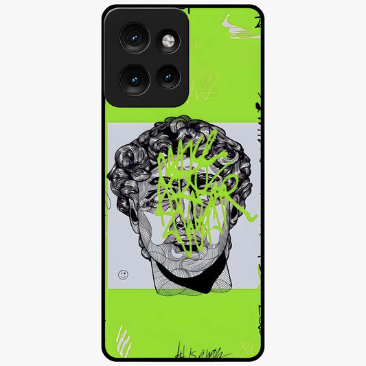 Neo Graffiti Rebellion Glass Case showing flat back view with vibrant graffiti artwork and glossy glass finish.