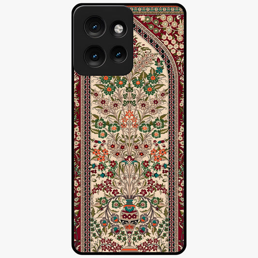Persian Inspired Glass Case showing flat back view with ornate Persian style pattern artwork and glossy glass finish.