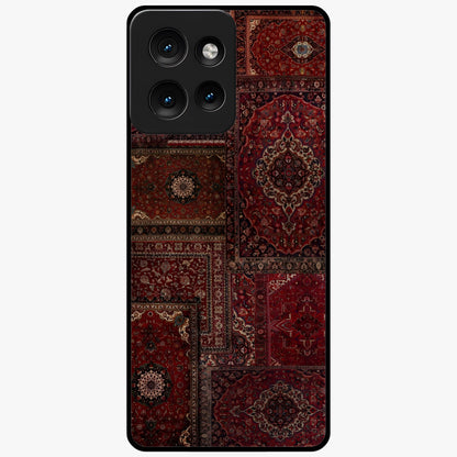 Persian Velvet Tale Glass Case showing flat back view with luxurious Persian velvet pattern artwork and glossy glass finish.