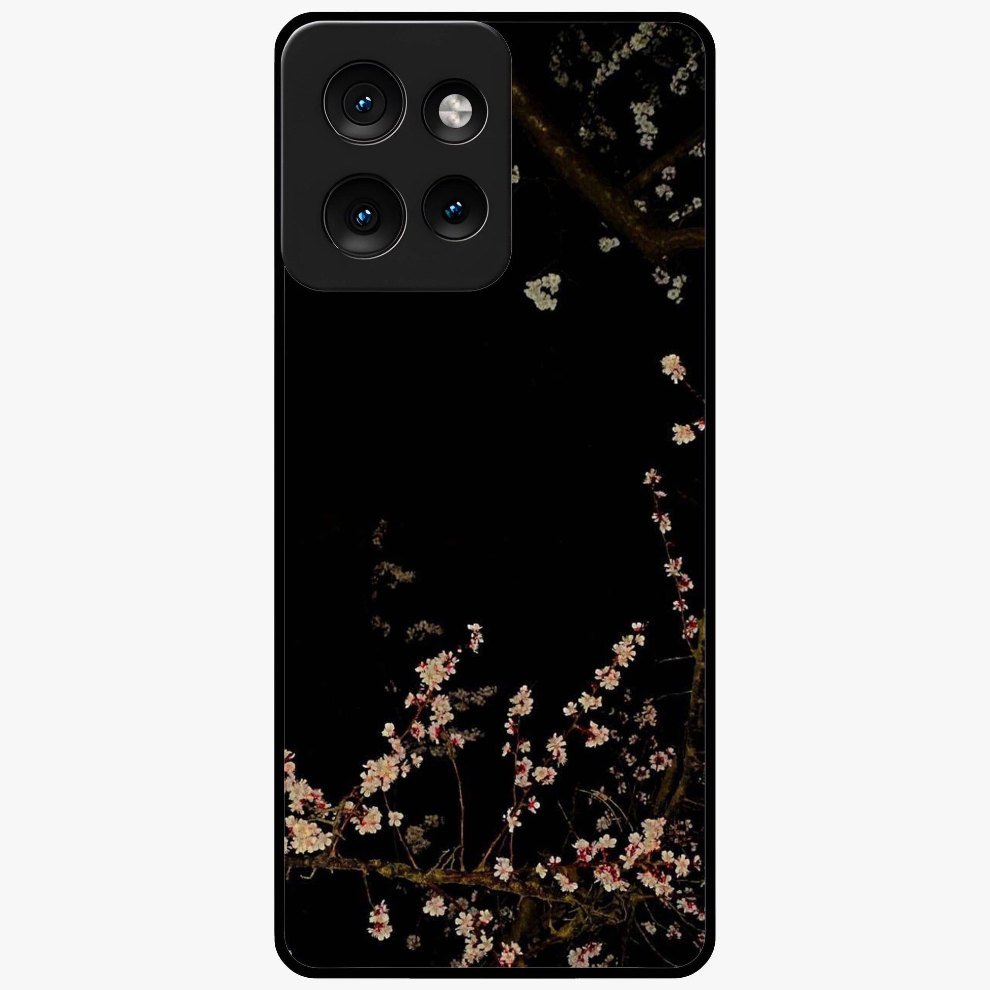 Petal Moon Light With Custom Name Glass Case showing flat back view with floral moonlight artwork and personalized name design.