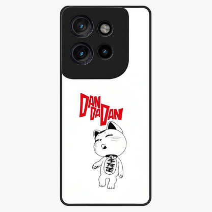 Playful Spirit Charm Glass Case showing flat back view with cheerful charm themed artwork and glossy glass finish.