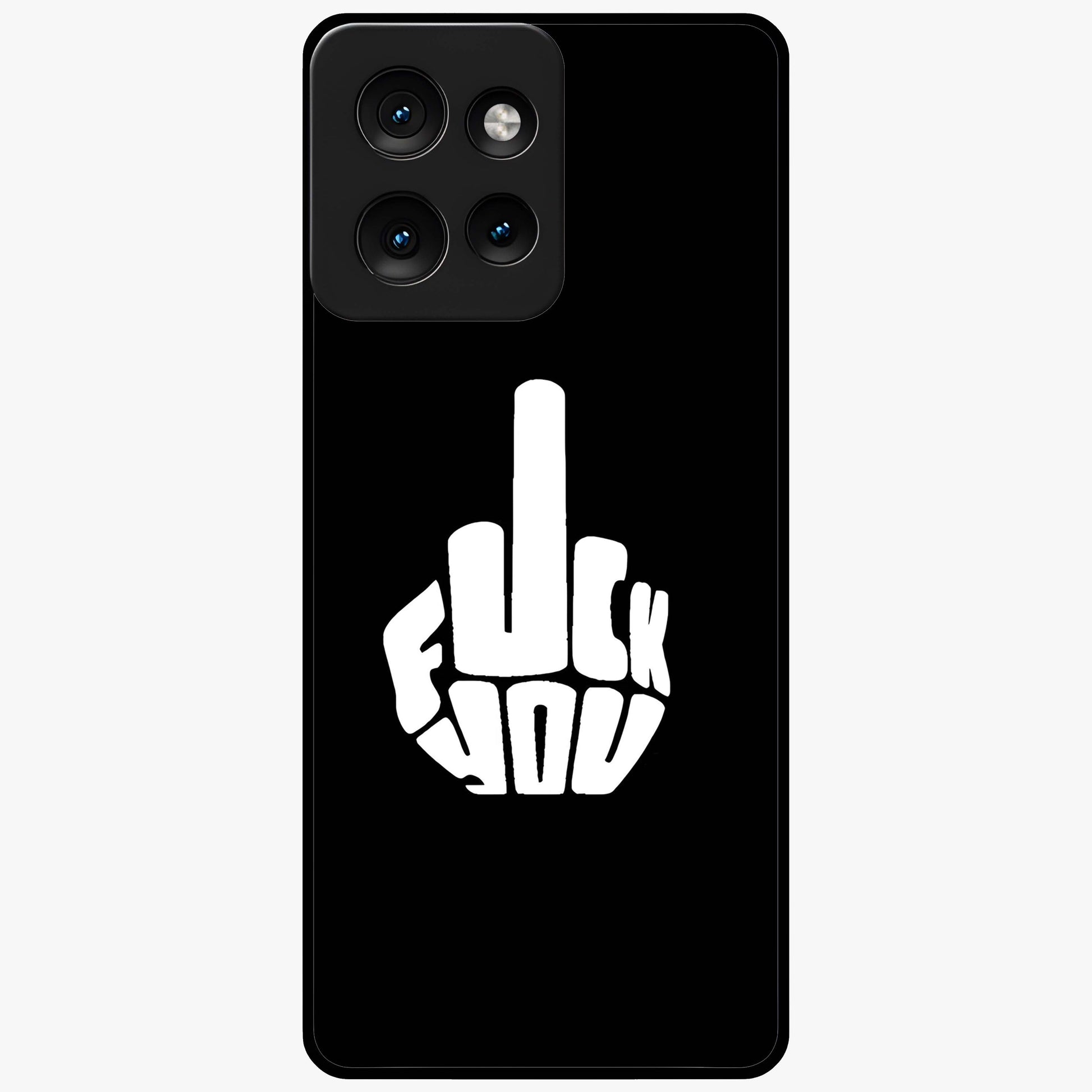 Rebel Mode On Glass Case showing flat back view with bold rebellious typography artwork and glossy glass finish.