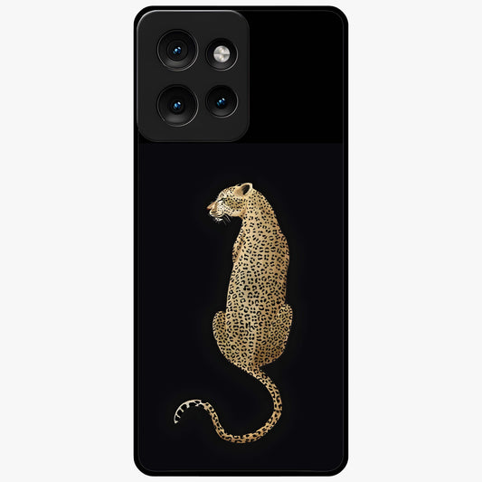 Regal Leopard Glass Case showing flat back view with bold leopard artwork and glossy glass finish.