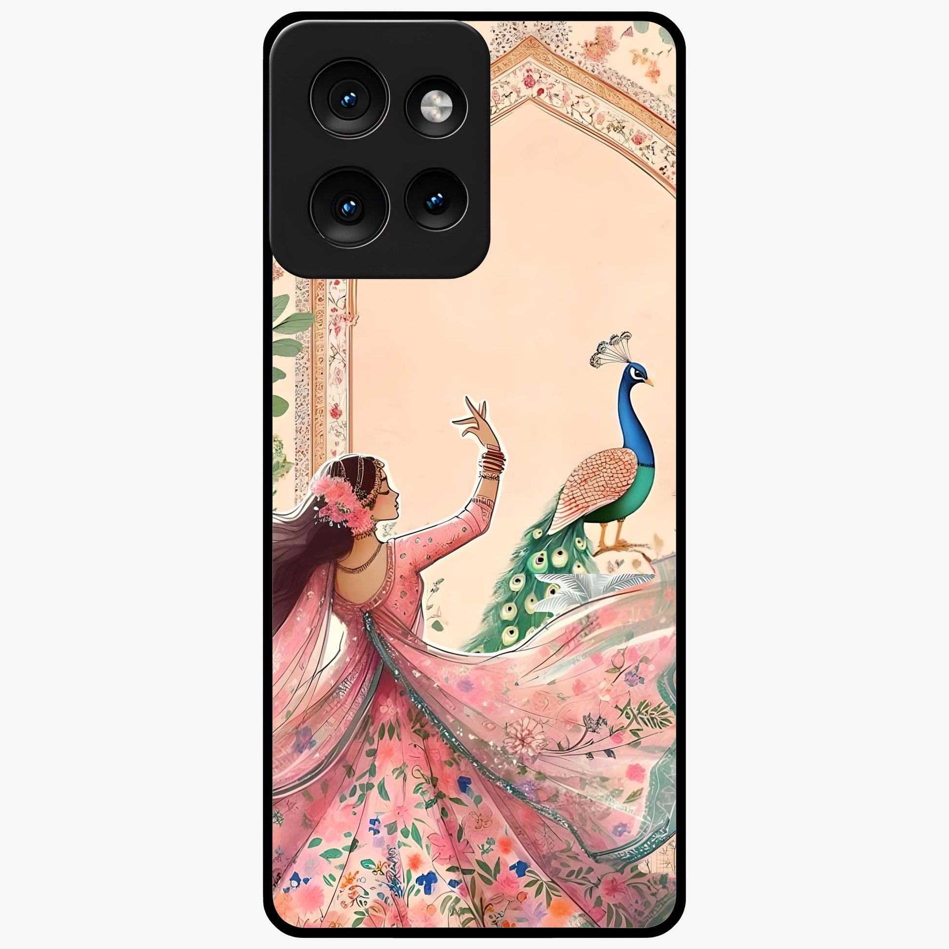 Royal Grace Muse Glass Case showing flat back view with elegant artistic artwork and glossy glass finish.