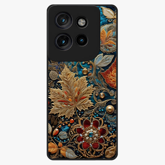 Royal Jewel Garden Glass Case showing flat back view with decorative floral garden artwork and glossy glass finish.