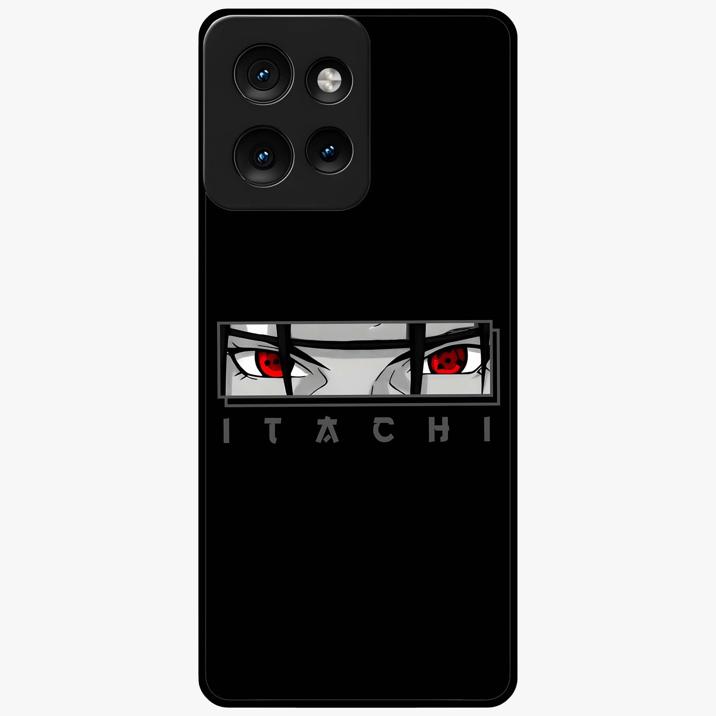 Scarlet Gaze Dominance Glass Case showing flat back view with striking red themed artwork and glossy glass finish.