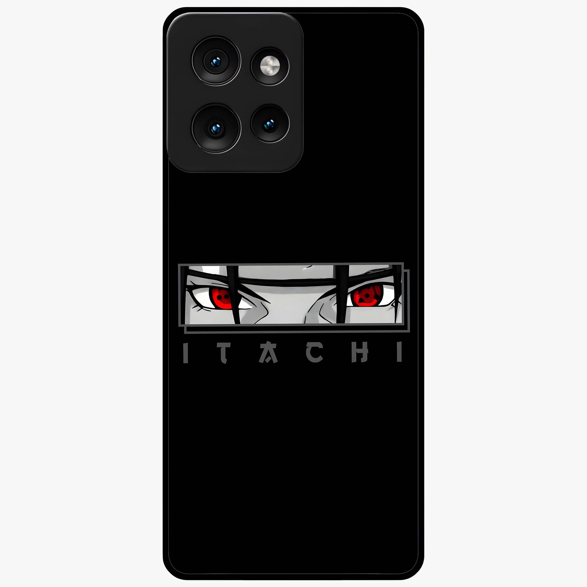 Scarlet Gaze Dominance Glass Case showing flat back view with striking red themed artwork and glossy glass finish.