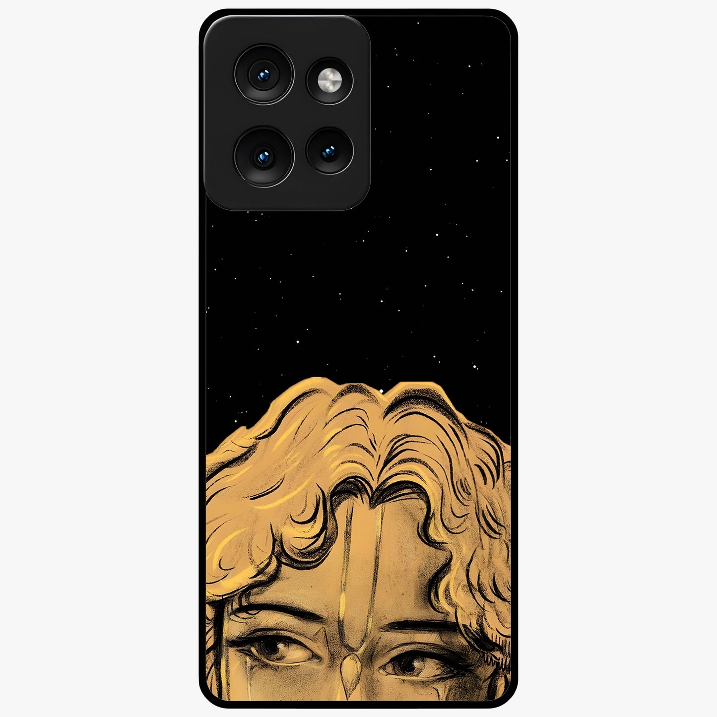 Shri Krishna Art Glass Case showing flat back view with devotional Krishna artwork and glossy glass finish.