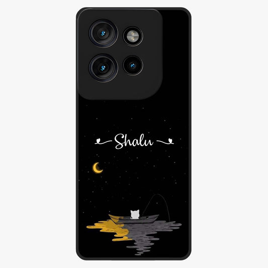 Silent Night Row Glass Case showing flat back view with calm night themed artwork and glossy glass finish.