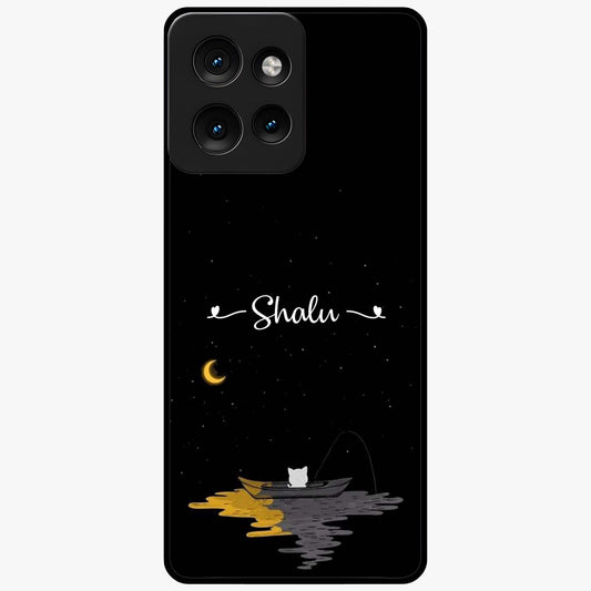 Silent Night Row Glass Case showing flat back view with calm night themed artwork and glossy glass finish.