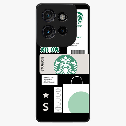 Starbucks Mocha Glass Case showing flat back view with coffee inspired artwork and glossy glass finish.