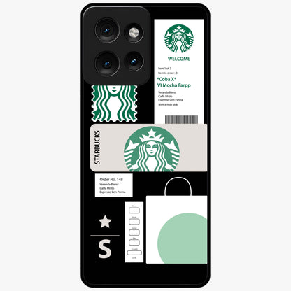 Starbucks Mocha Glass Case showing flat back view with coffee inspired artwork and glossy glass finish.