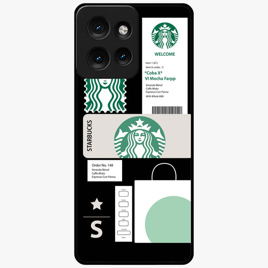 Starbucks Mocha Glass Case showing flat back view with coffee inspired artwork and glossy glass finish.