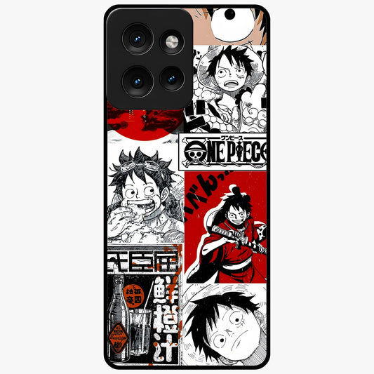 Strawhat Chaos Panels Glass Case showing flat back view with anime inspired chaos panel artwork and glossy glass finish.