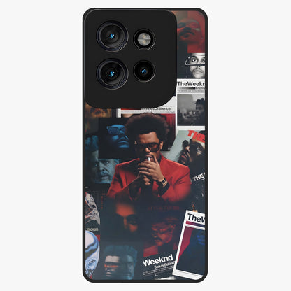 The Weeknd Glass Case showing flat back view with music inspired artistic portrait artwork and glossy glass finish.