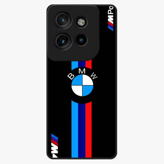 Turbo BMW Beast Glass Case showing flat back view with high performance sports car artwork and glossy glass finish.