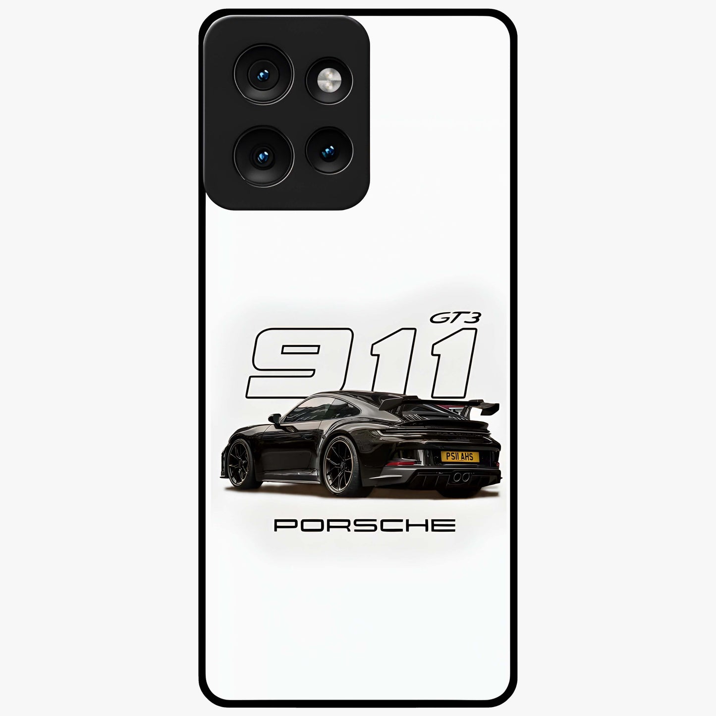 Turbo Legacy Icon Glass Case showing flat back view with iconic sports car inspired artwork and glossy glass finish.