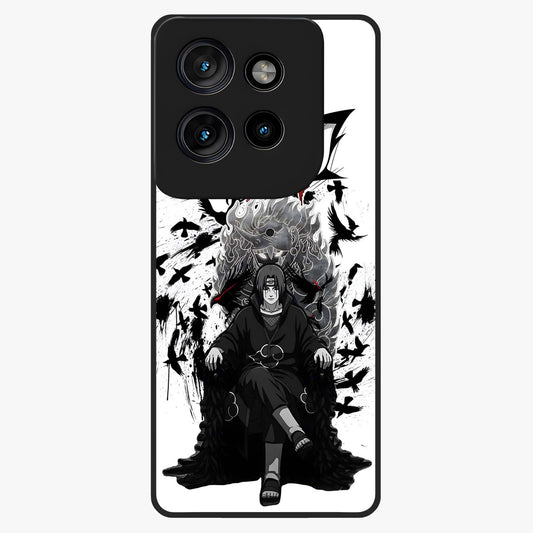 Uchiha Shadow Throne Glass Case showing flat back view with cosmic underwater themed artwork and glossy glass finish.