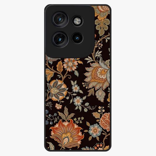 Vintage Floral Dream Glass Case showing flat back view with classic floral artwork and glossy glass finish.