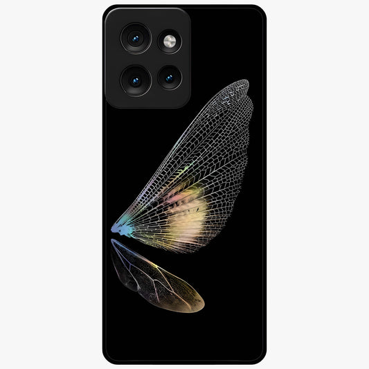 Whispers Of Wings Glass Case showing flat back view with graceful wing inspired artwork and glossy glass finish.