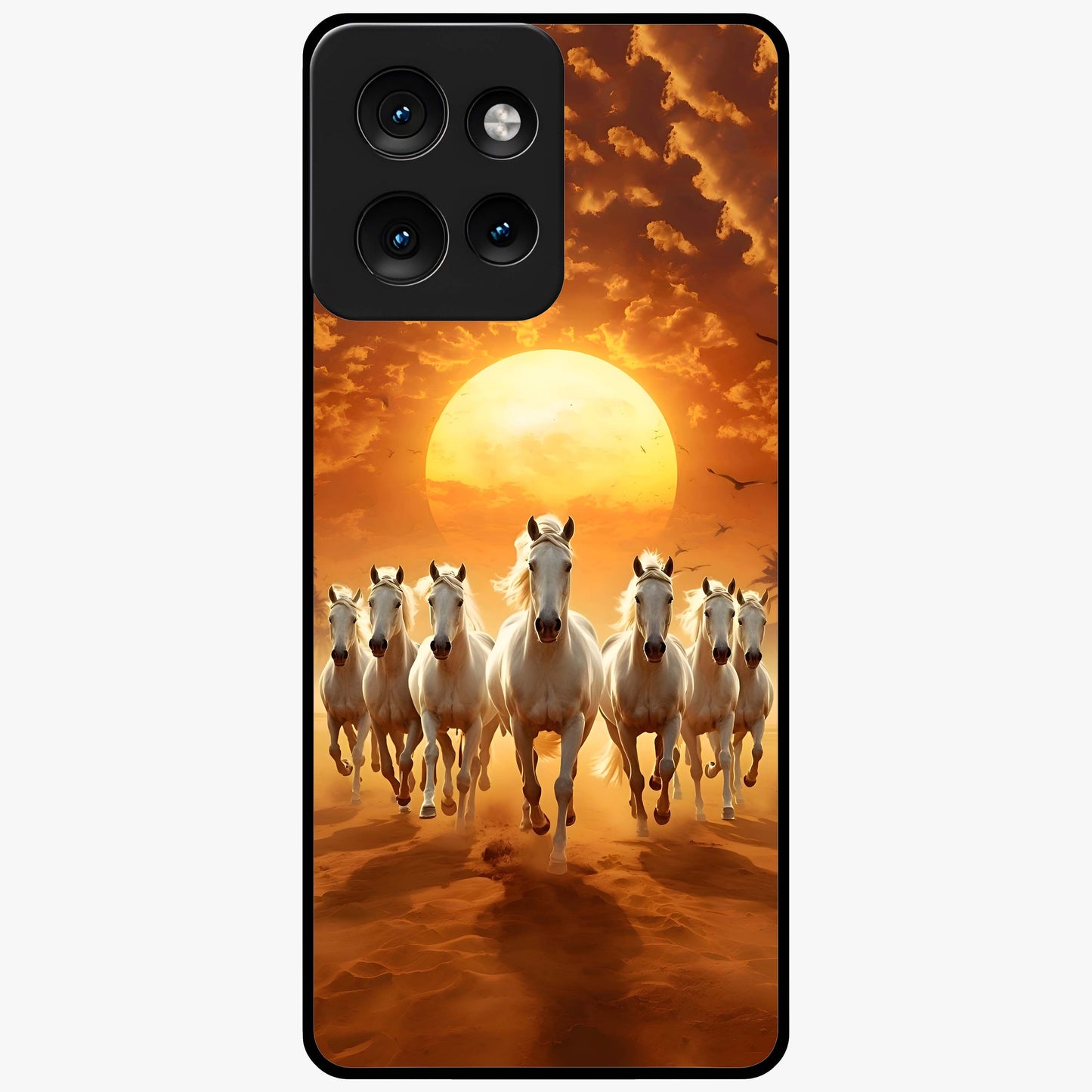Wild Sunset Majesty Glass Case showing flat back view with majestic sunset landscape artwork and glossy glass finish.
