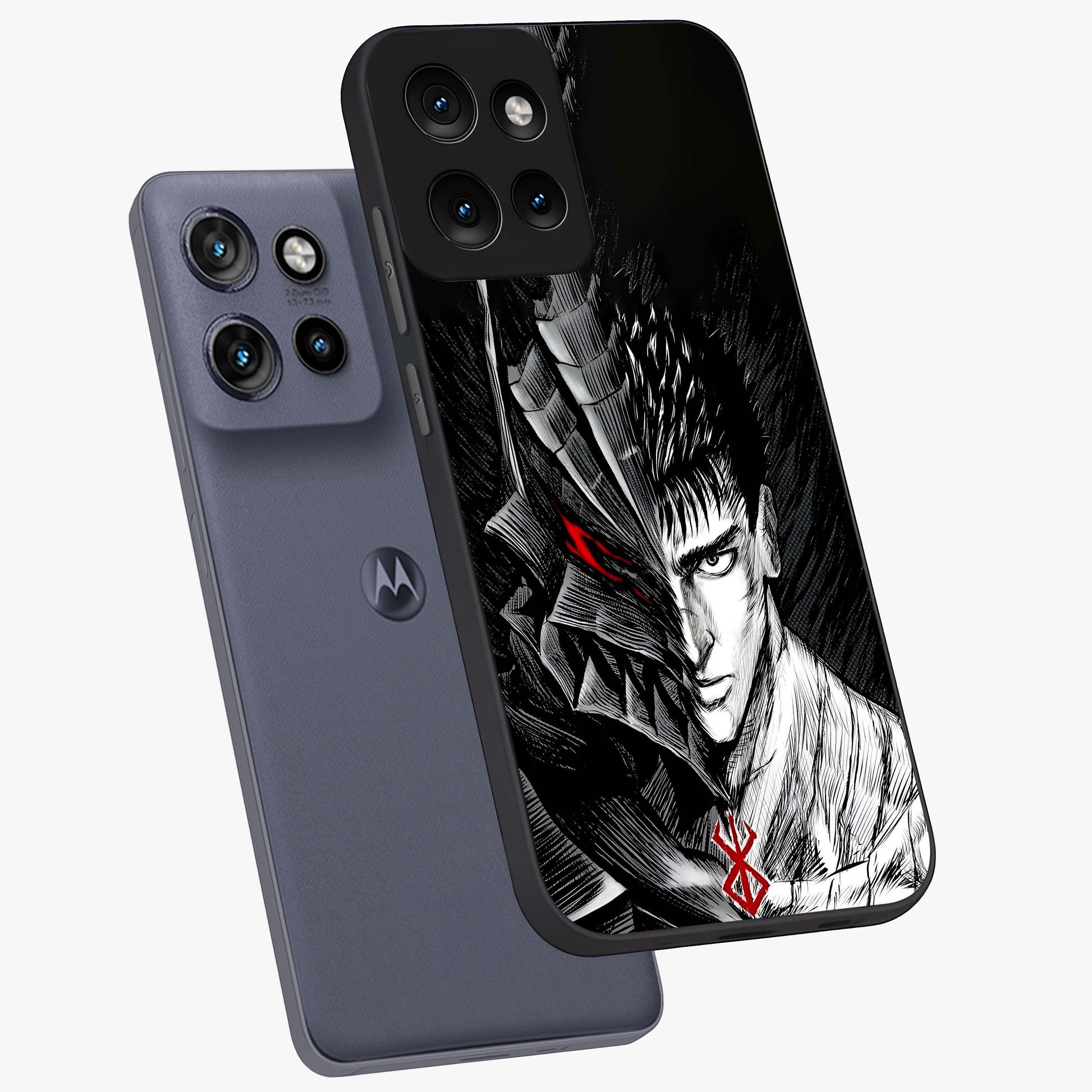 Berserker Blood Oath Glass Case displayed in angled mockup highlighting dark fantasy graphic design and powerful theme.