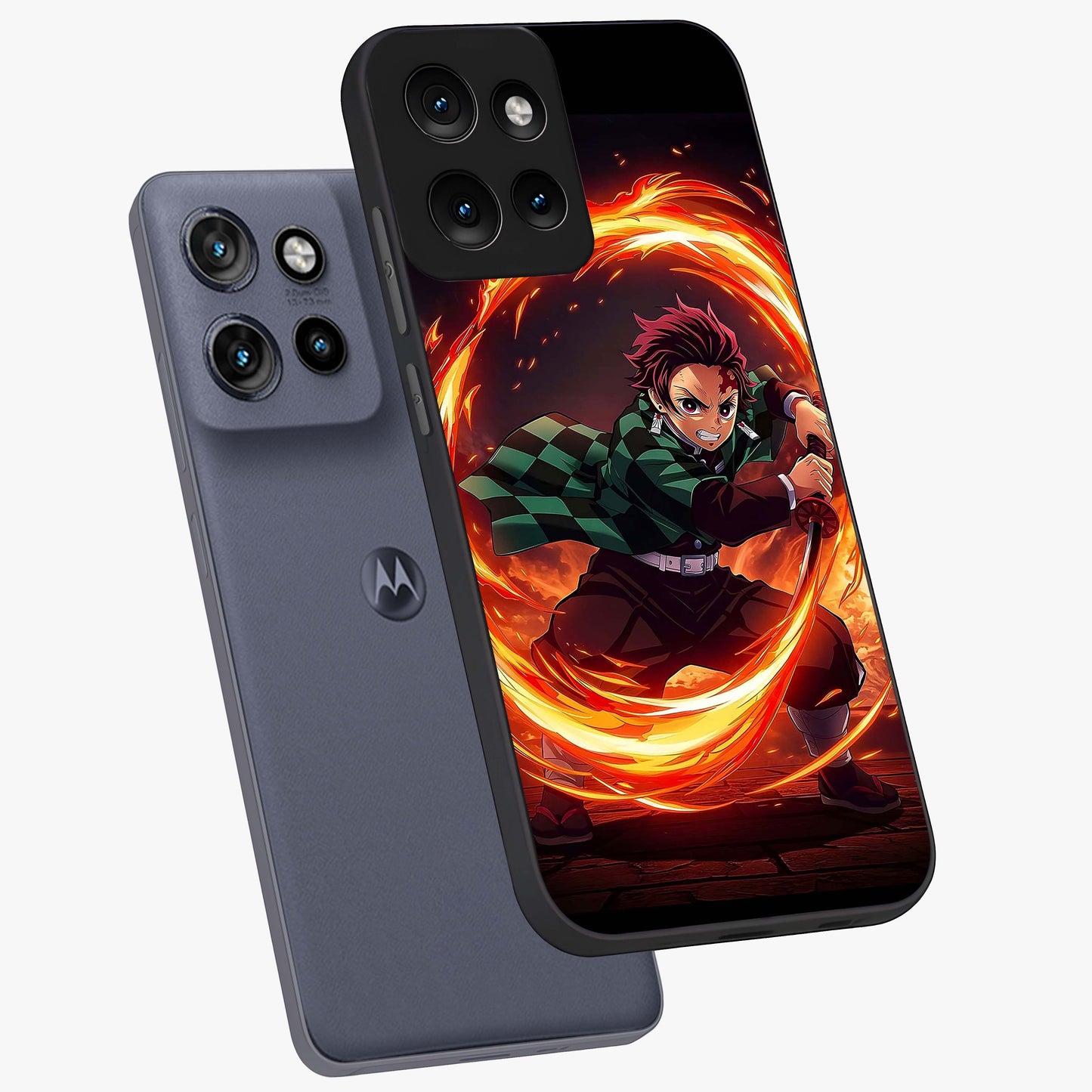 Blazing Sword Resolve Glass Case displayed in angled mockup highlighting powerful sword illustration and bold fantasy theme.