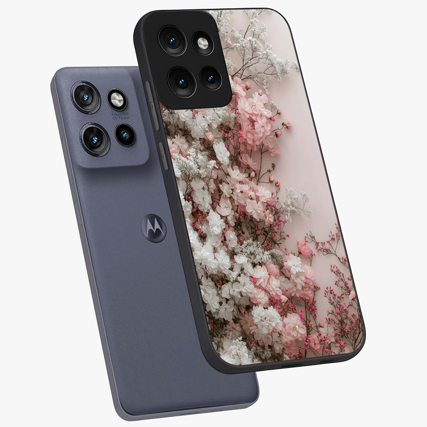 Blush Blossom Cloud Glass Case displayed in angled mockup highlighting soft cloud and blossom design with pastel aesthetic.