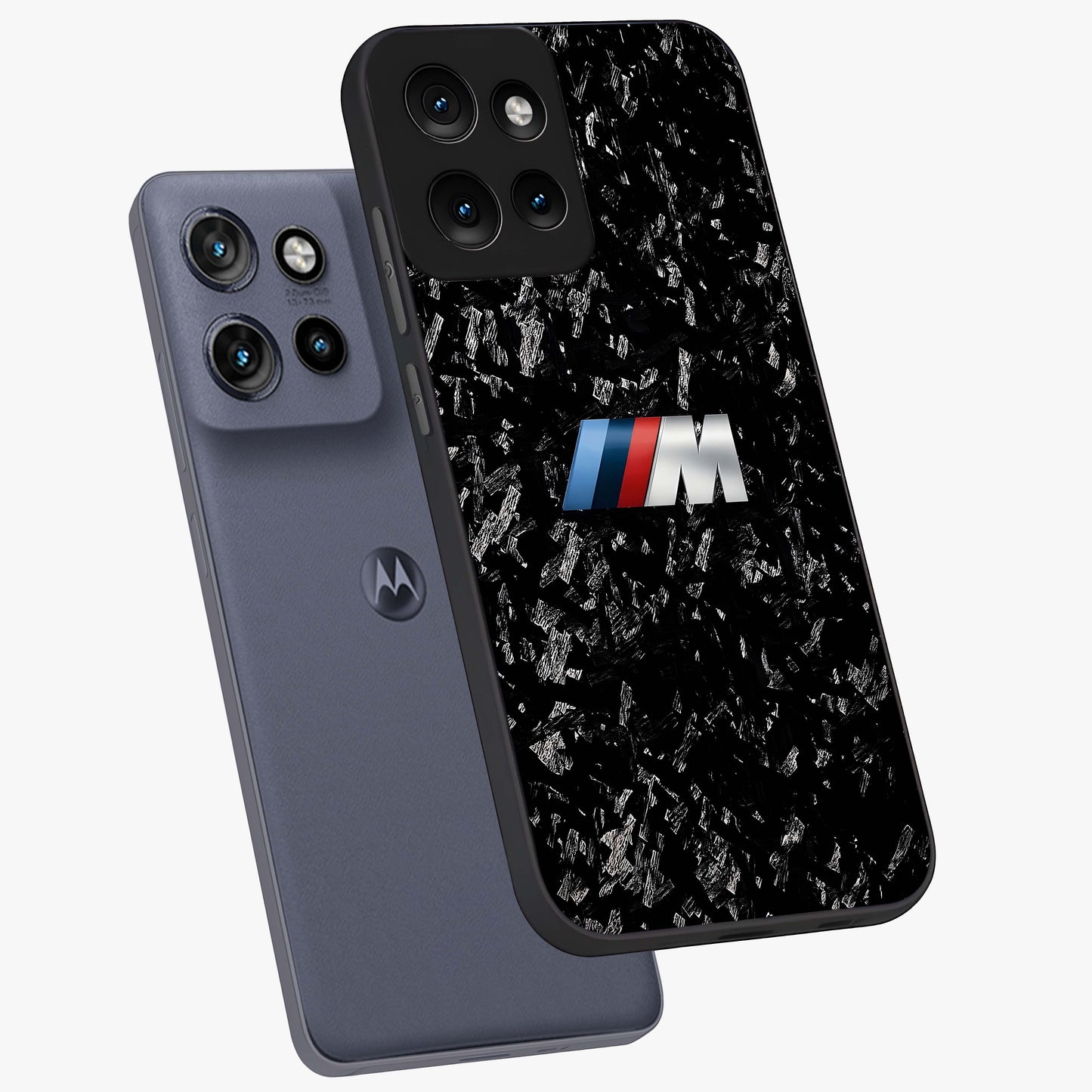 Carbon Speed Mark Glass Case displayed in angled mockup highlighting racing inspired carbon design and sleek aesthetic style.