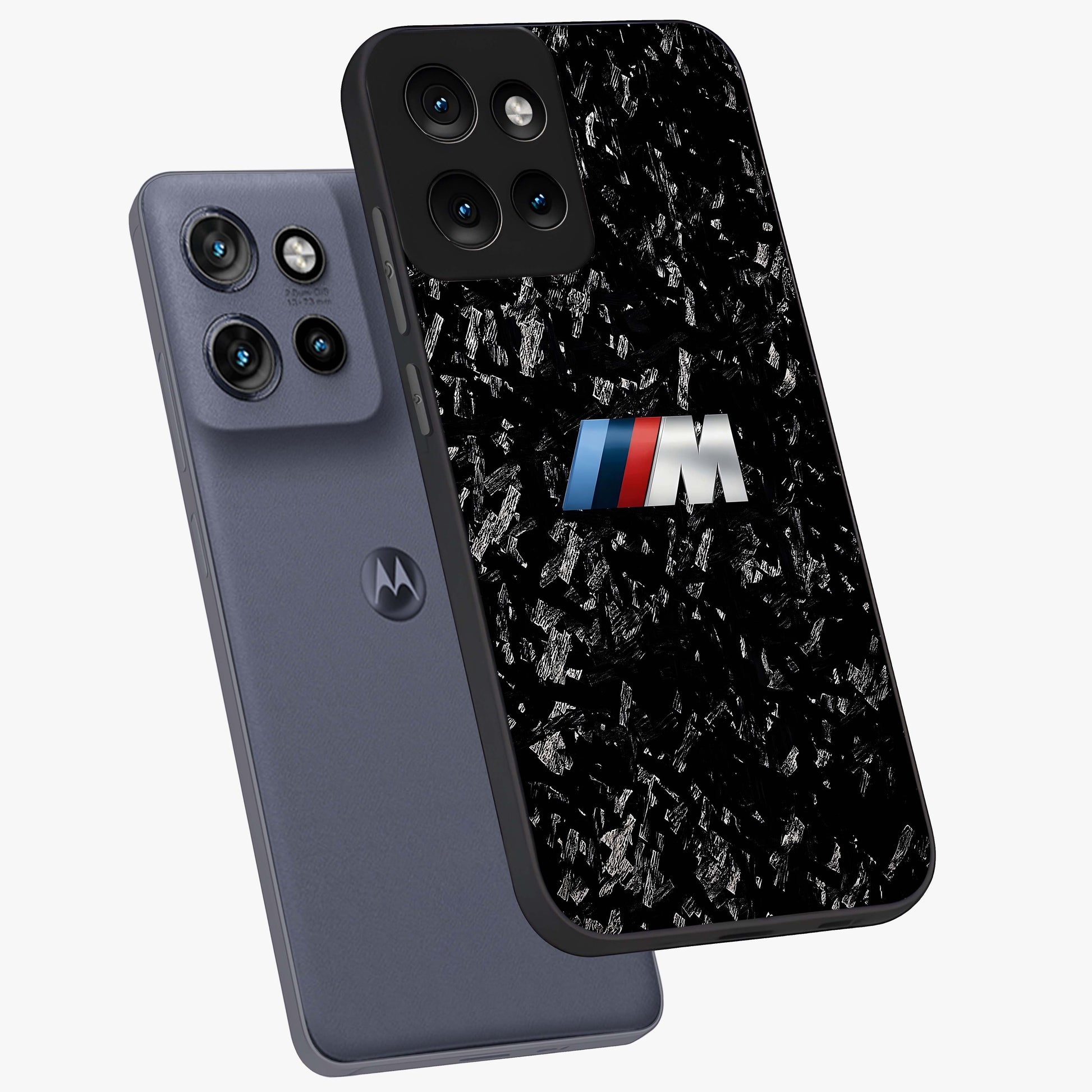 Carbon Speed Mark Glass Case displayed in angled mockup highlighting racing inspired carbon design and sleek aesthetic style.