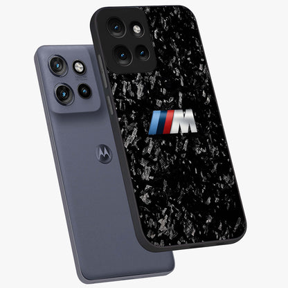 Carbon Speed Mark Glass Case displayed in angled mockup highlighting racing inspired carbon design and sleek aesthetic style.