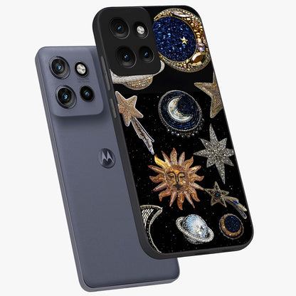 Celestial Gem Constellations Glass Case displayed in angled mockup highlighting gemstone inspired constellation design.