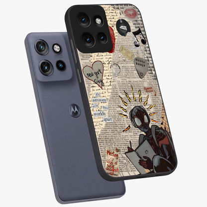 City Dream Sketch Glass Case displayed in angled mockup highlighting minimal city illustration with aesthetic sketch style.