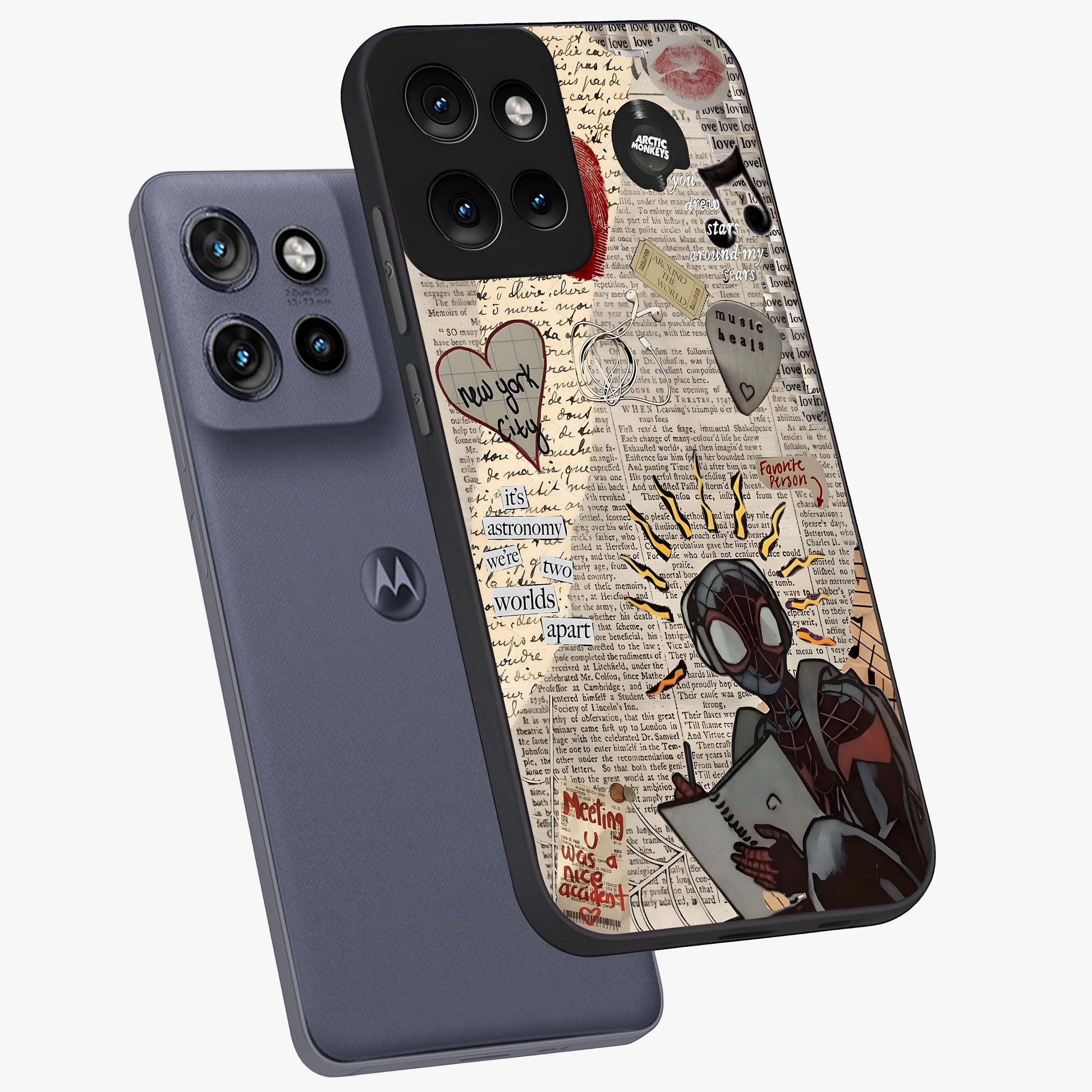 City Dream Sketch Glass Case displayed in angled mockup highlighting minimal city illustration with aesthetic sketch style.