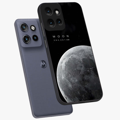 Cosmic Moon Glow Glass Case displayed in angled mockup highlighting celestial moon design with cosmic aesthetic theme.