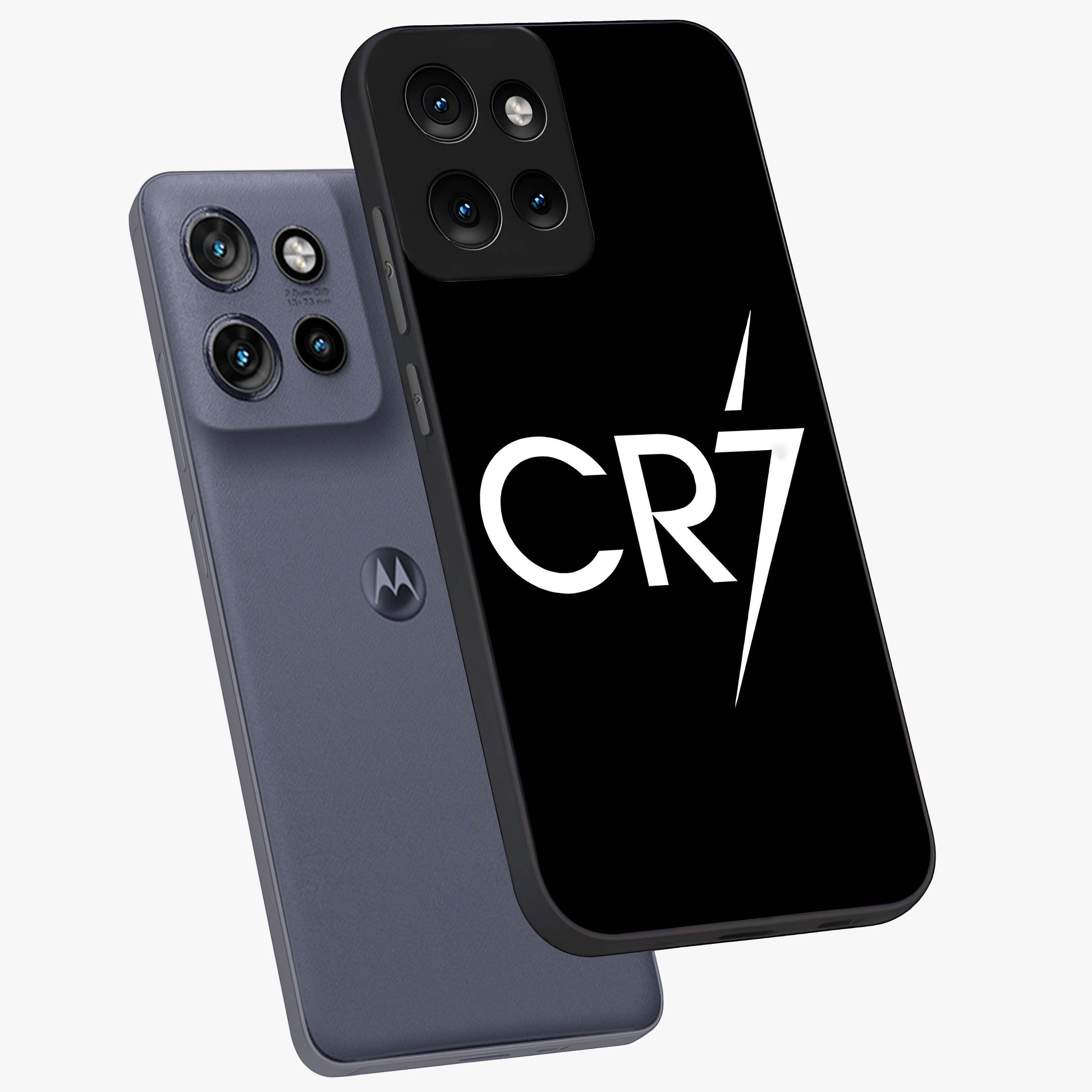 Cr7 Elite Strike Glass Case displayed in angled mockup highlighting powerful sports graphic with bold athletic theme.