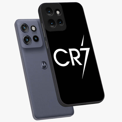 Cr7 Elite Strike Glass Case displayed in angled mockup highlighting powerful sports graphic with bold athletic theme.