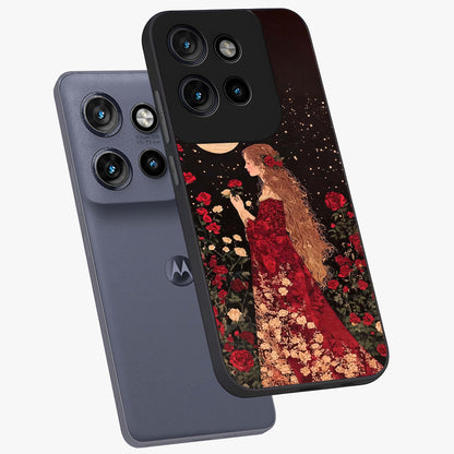 Crimson Dreams Glass Case displayed in angled mockup highlighting soft crimson aesthetic design with artistic theme.