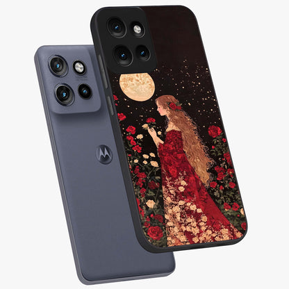 Crimson Dreams Glass Case displayed in angled mockup highlighting soft crimson aesthetic design with artistic theme.