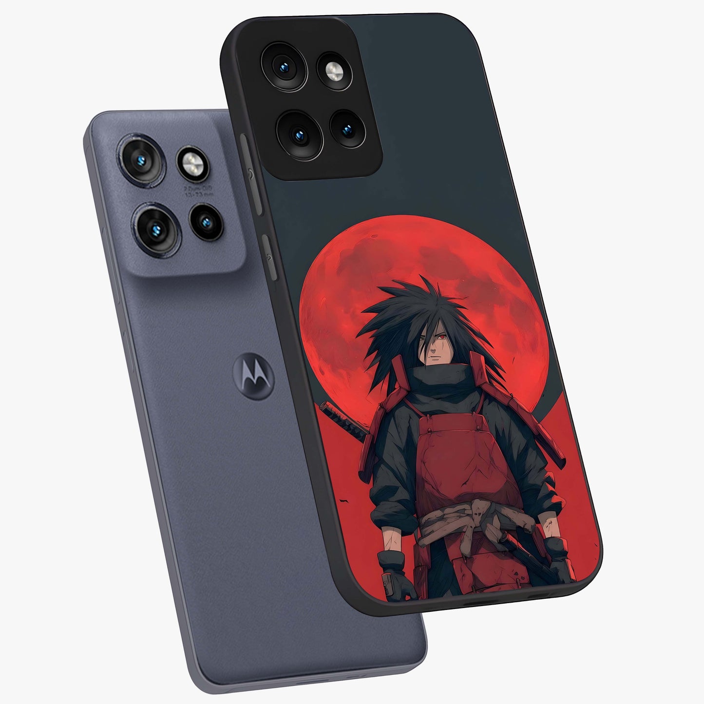 Crimson Moon Warlord Glass Case displayed in angled mockup highlighting dramatic crimson moon design with fantasy aesthetic.