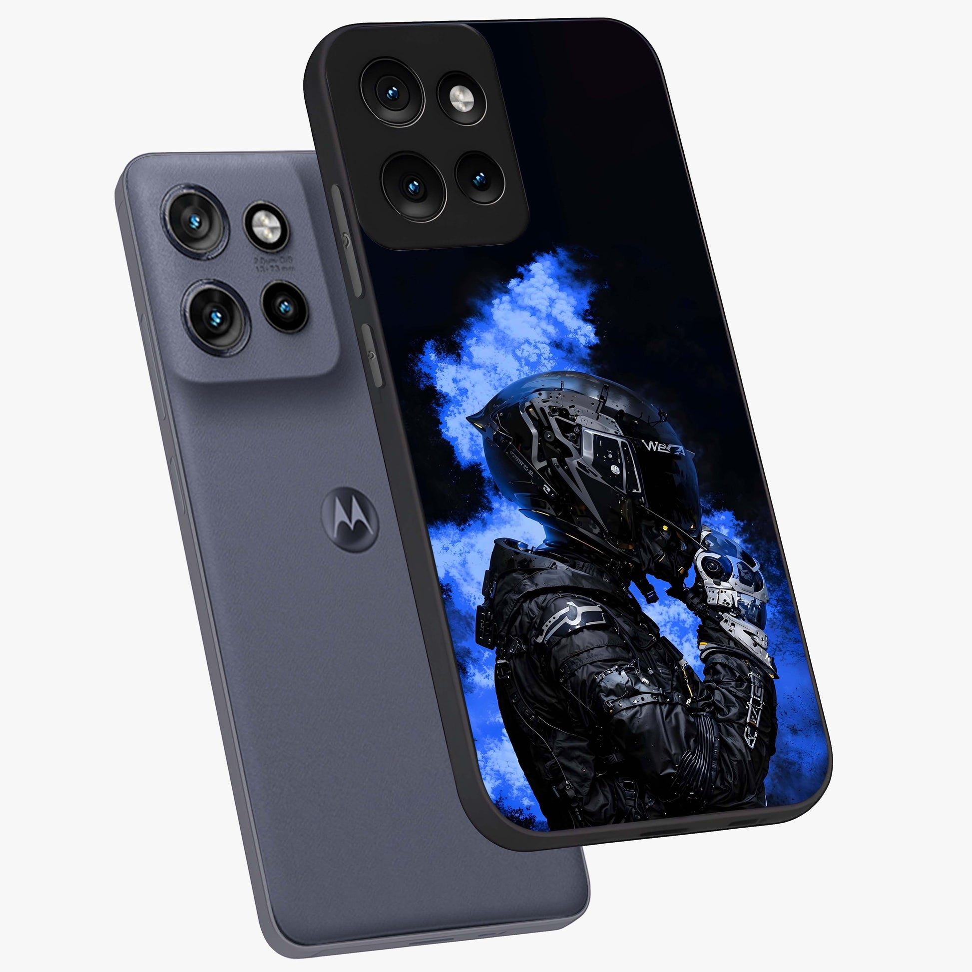Cyber Sentinel Protocol Glass Case displayed in angled mockup highlighting digital cyber design with sci-fi aesthetic style.