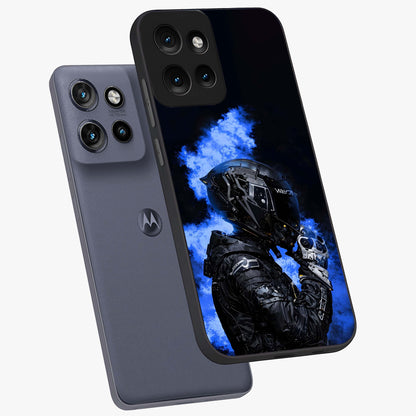 Cyber Sentinel Protocol Glass Case displayed in angled mockup highlighting digital cyber design with sci-fi aesthetic style.