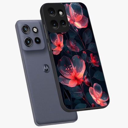 Dark Shade of Flower Glass Case displayed in angled mockup highlighting moody floral illustration with aesthetic dark tones.
