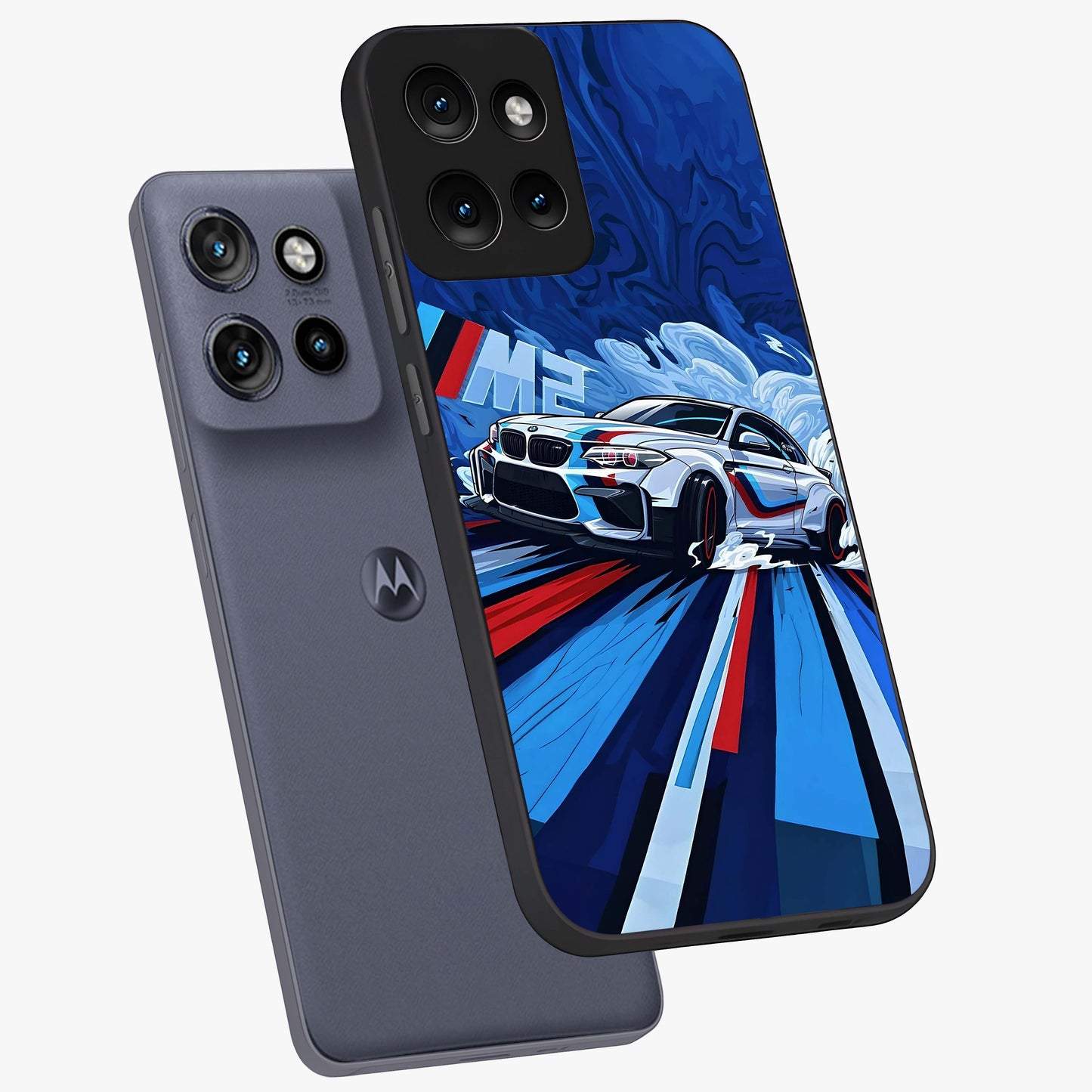 Drift Power Rush Glass Case displayed in angled mockup highlighting powerful drift car design with sporty aesthetic style.