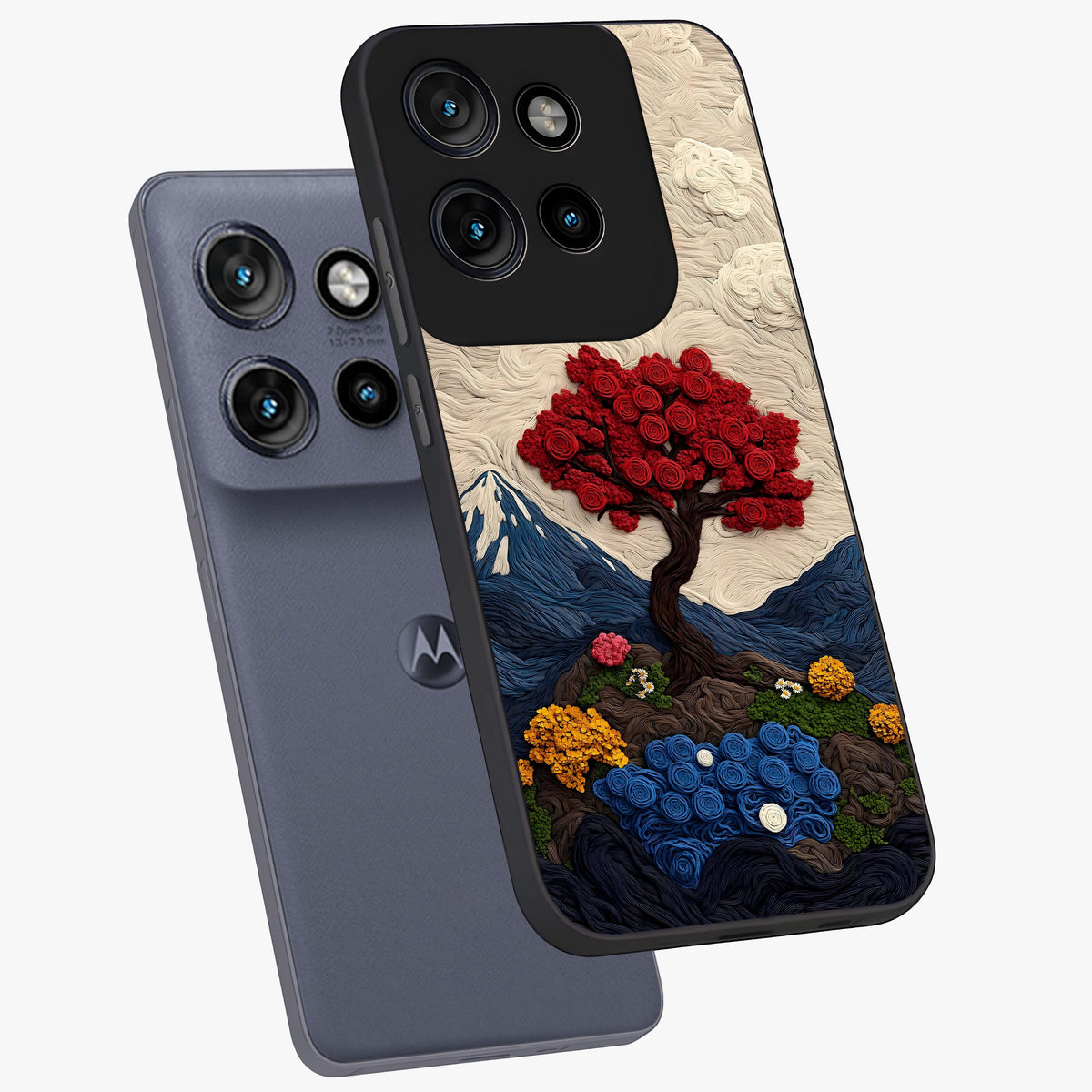 Eternal Nature Tapestry Glass Case displayed in angled mockup highlighting detailed botanical pattern with artistic aesthetic.